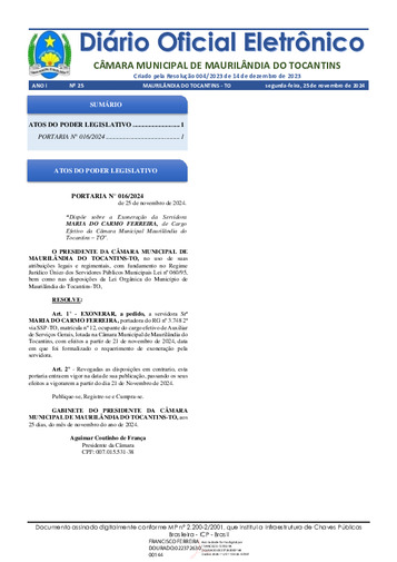 Diário Oficial - Edição 025