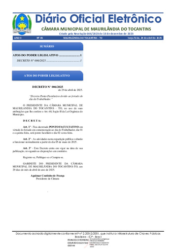 Diário Oficial - Edição 045