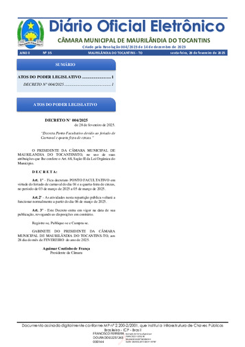 Diário Oficial - Edição 035