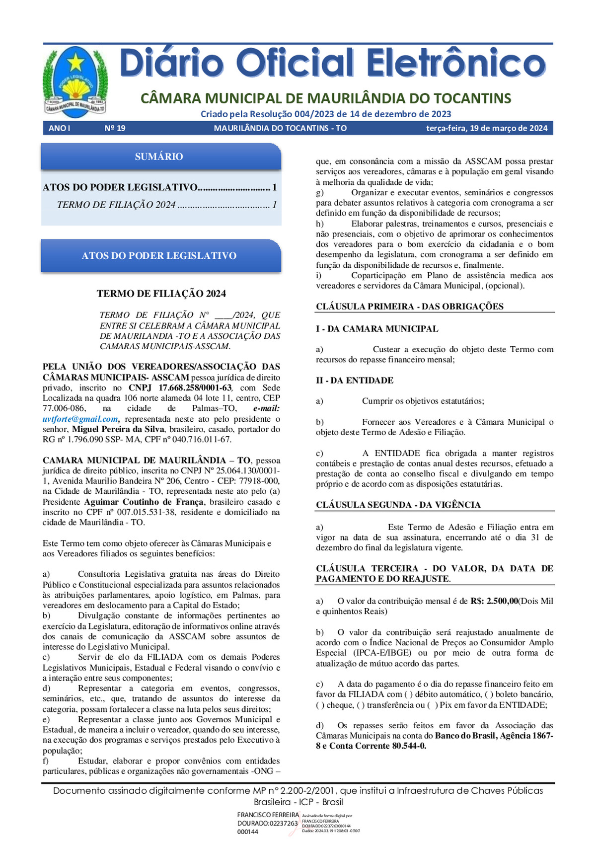 Diário Oficial - Edição 019