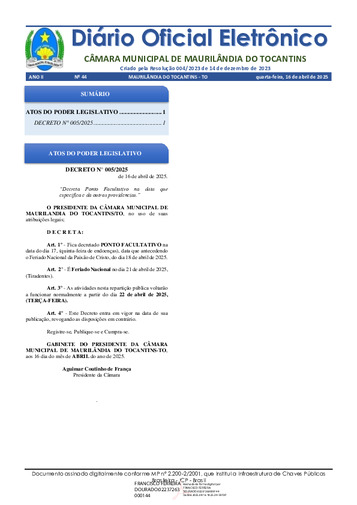 Diário Oficial - Edição 044